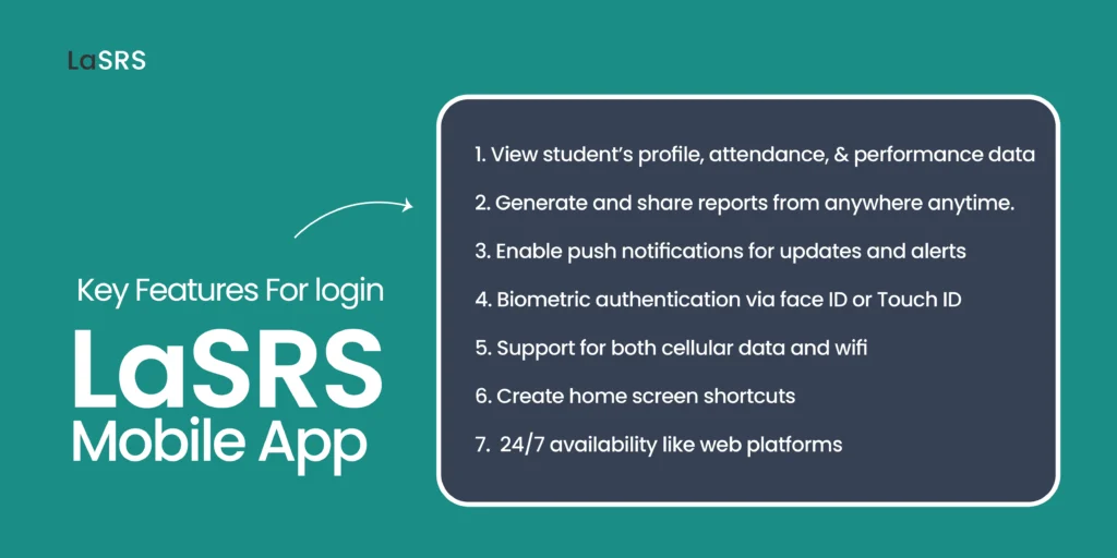Key Features For login LaSRS Mobile App